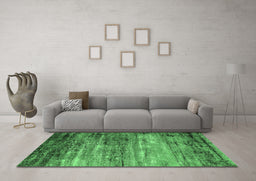 Machine Washable Oriental Emerald Green Industrial Area Rugs in a Living Room,, wshurb2088emgrn
