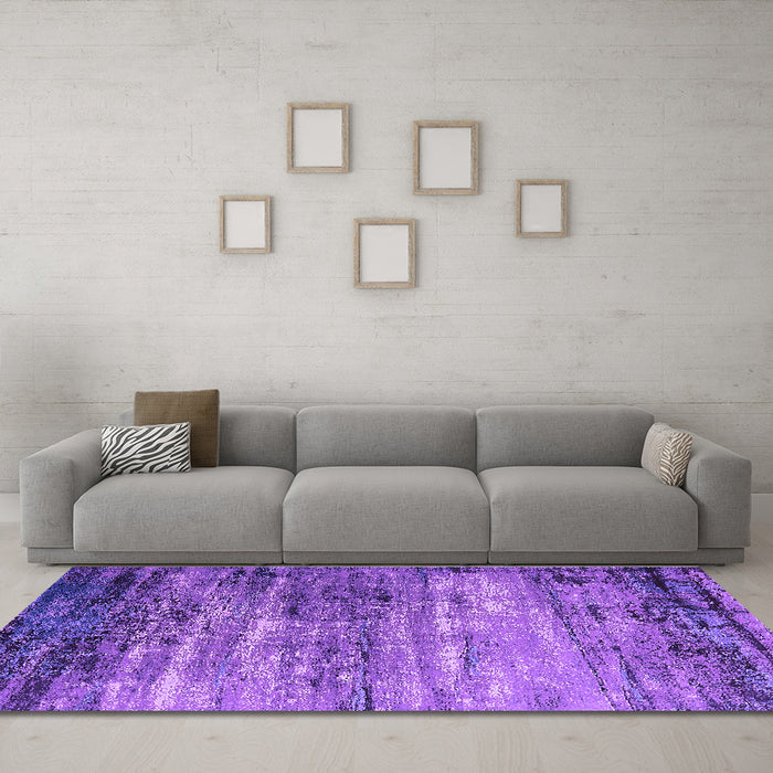 Machine Washable Oriental Purple Industrial Area Rugs in a Living Room, wshurb2088pur