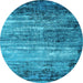 Round Oriental Light Blue Industrial Rug, urb2088lblu