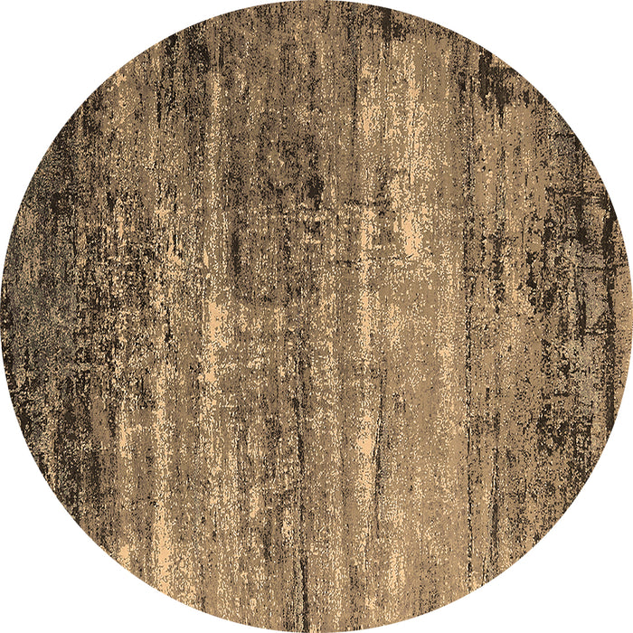 Round Machine Washable Oriental Brown Industrial Rug, wshurb2088brn