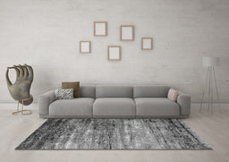 Machine Washable Oriental Gray Industrial Rug in a Living Room,, wshurb2088gry