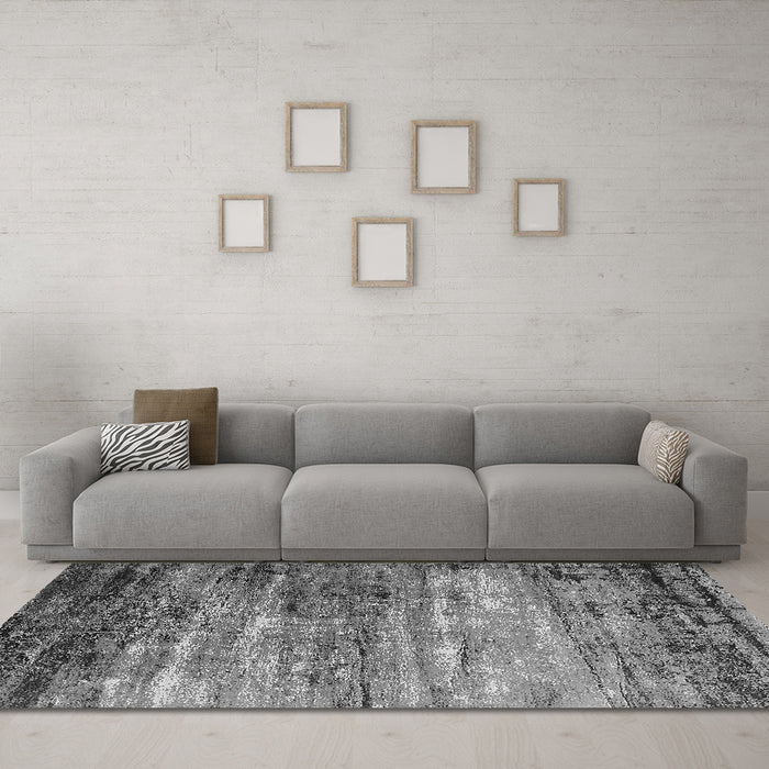 Machine Washable Oriental Gray Industrial Rug in a Living Room,, wshurb2088gry
