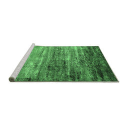 Sideview of Machine Washable Oriental Emerald Green Industrial Area Rugs, wshurb2088emgrn