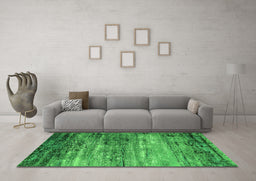 Machine Washable Oriental Green Industrial Area Rugs in a Living Room,, wshurb2088grn