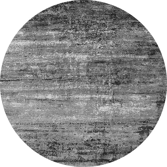 Round Machine Washable Oriental Gray Industrial Rug, wshurb2088gry