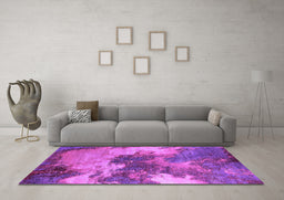 Machine Washable Oriental Purple Industrial Area Rugs in a Living Room, wshurb2089pur