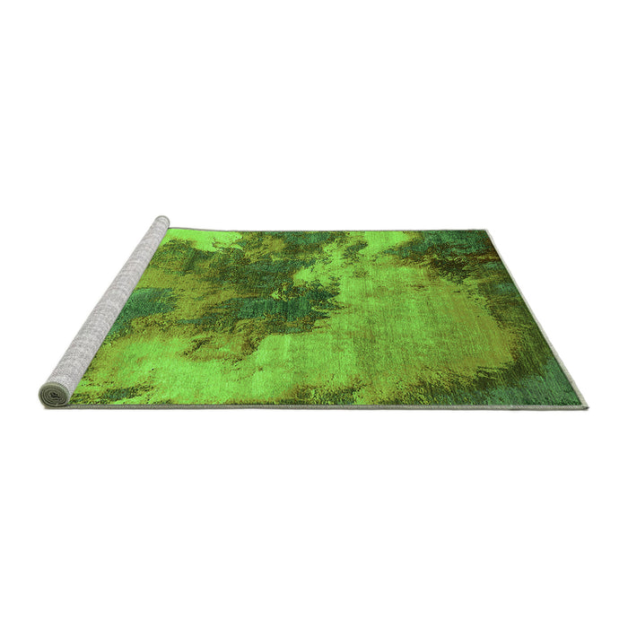 Sideview of Machine Washable Oriental Green Industrial Area Rugs, wshurb2089grn