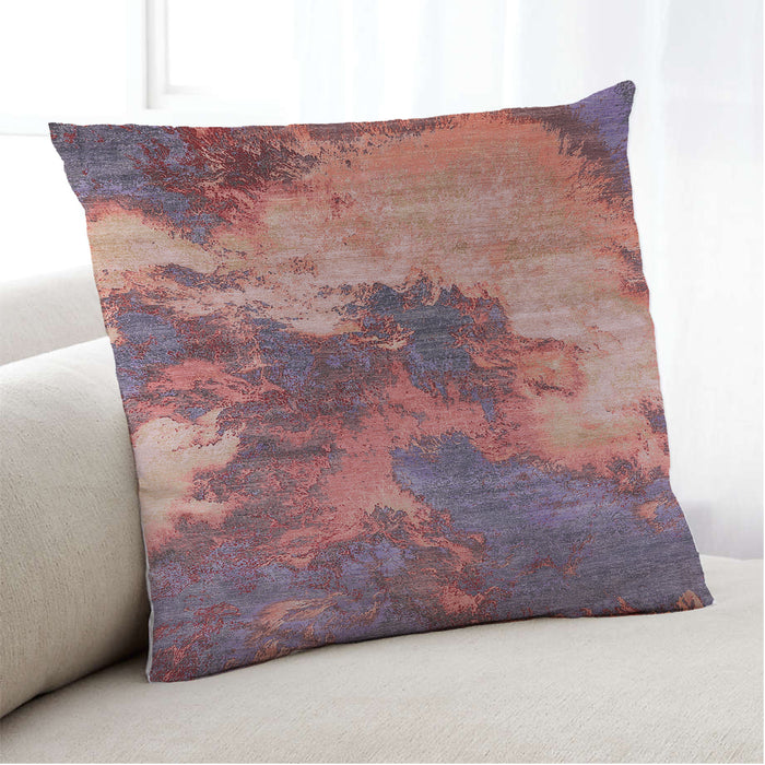Lifestyle Image of Mid-Century Modern Urban Square Pink Coral Pink Throw Pillow, 18 inch by 18 inch, pwurb2089