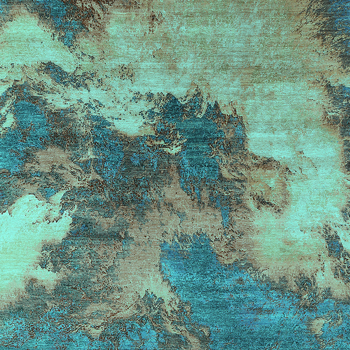 Machine Washable Oriental Turquoise Industrial Area Rugs, wshurb2089turq