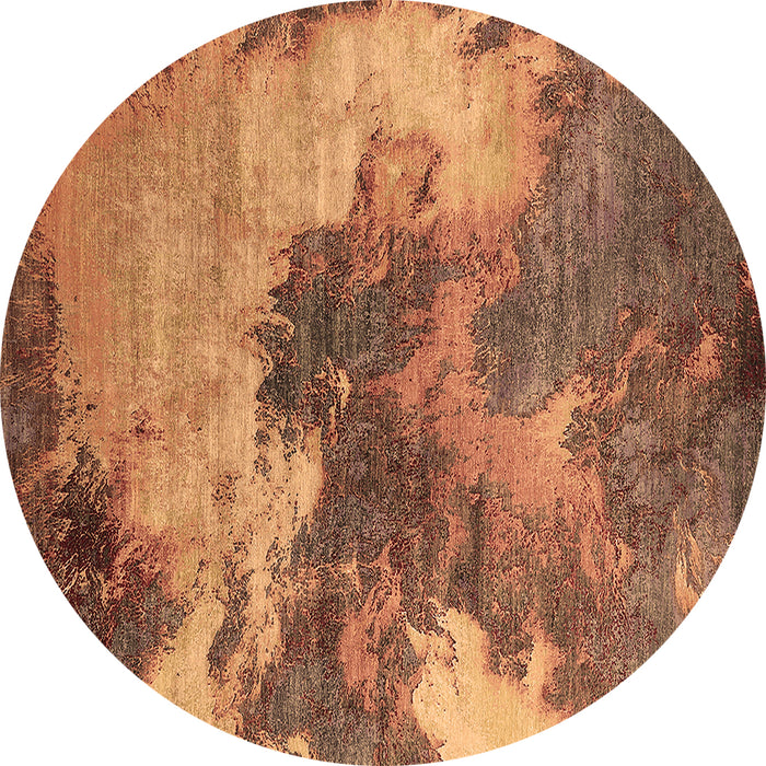 Round Machine Washable Oriental Brown Industrial Rug, wshurb2089brn