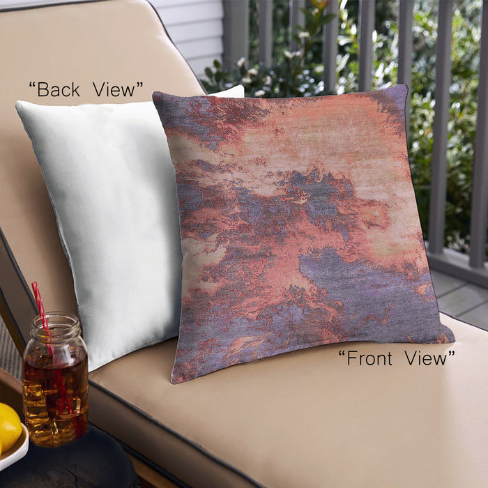 Front View of Mid-Century Modern Urban Square Pink Coral Pink Throw Pillow, 18 inch by 18 inch, pwurb2089