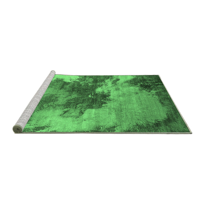 Sideview of Machine Washable Oriental Emerald Green Industrial Area Rugs, wshurb2089emgrn