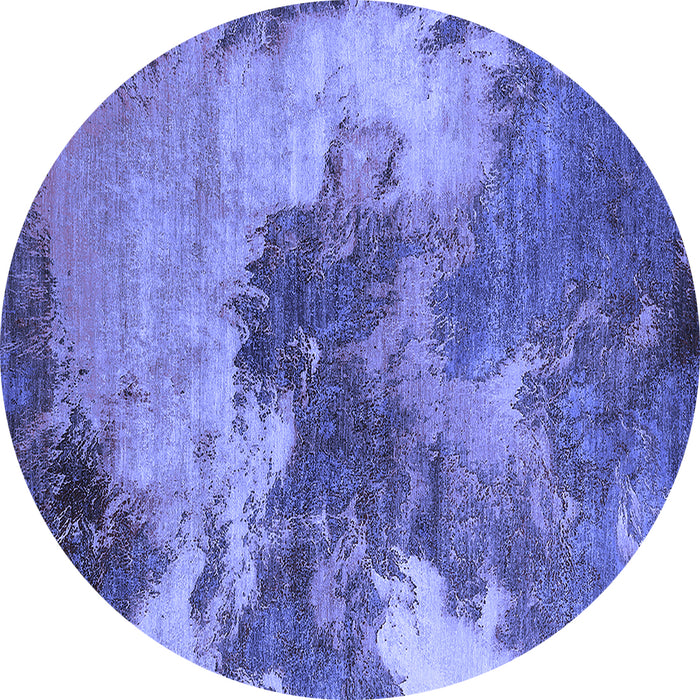 Round Machine Washable Oriental Blue Industrial Rug, wshurb2089blu