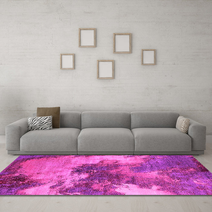 Machine Washable Oriental Pink Industrial Rug in a Living Room, wshurb2089pnk