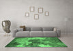 Machine Washable Oriental Emerald Green Industrial Area Rugs in a Living Room,, wshurb2089emgrn