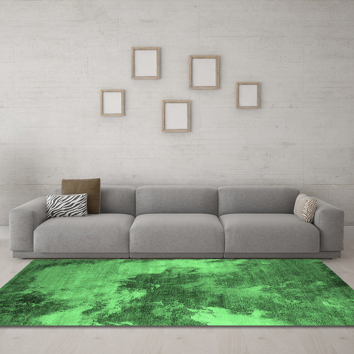 Machine Washable Oriental Emerald Green Industrial Area Rugs in a Living Room,, wshurb2089emgrn