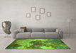 Machine Washable Oriental Green Industrial Area Rugs in a Living Room,, wshurb2089grn