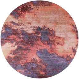 Round Machine Washable Industrial Modern Pink Coral Pink Rug, wshurb2089