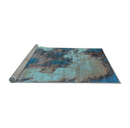 Sideview of Machine Washable Oriental Light Blue Industrial Rug, wshurb2089lblu
