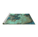 Sideview of Machine Washable Oriental Turquoise Industrial Area Rugs, wshurb2089turq