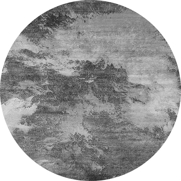 Round Machine Washable Oriental Gray Industrial Rug, wshurb2089gry