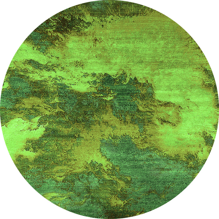 Round Oriental Green Industrial Rug, urb2089grn