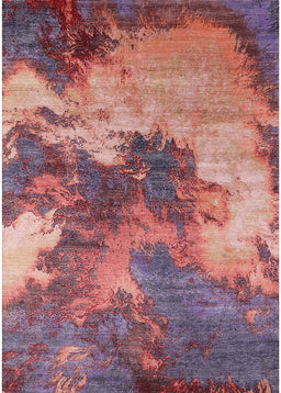 Mid-Century Modern Pink Coral Pink Oriental Rug, urb2089