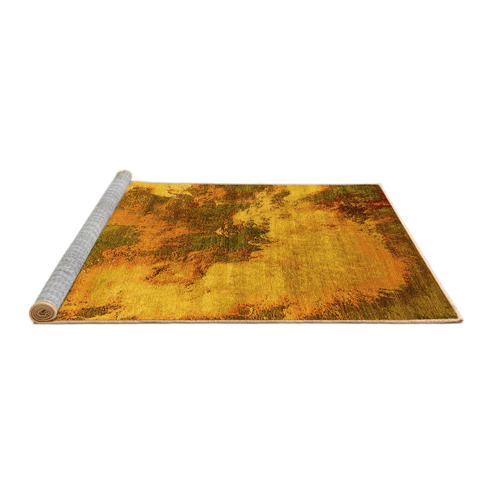 Sideview of Machine Washable Oriental Yellow Industrial Rug, wshurb2089yw