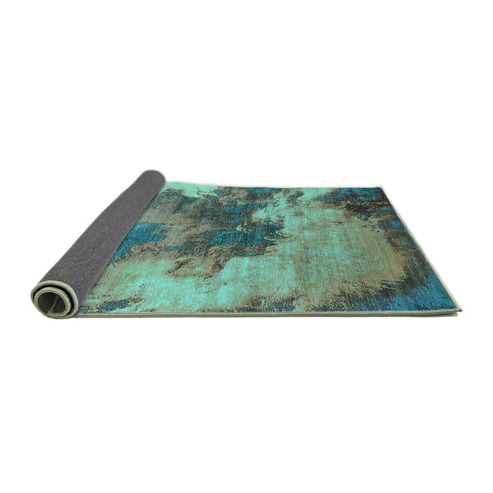 Sideview of Oriental Turquoise Industrial Rug, urb2089turq