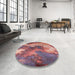 Round Machine Washable Industrial Modern Pink Coral Pink Rug in a Office, wshurb2089