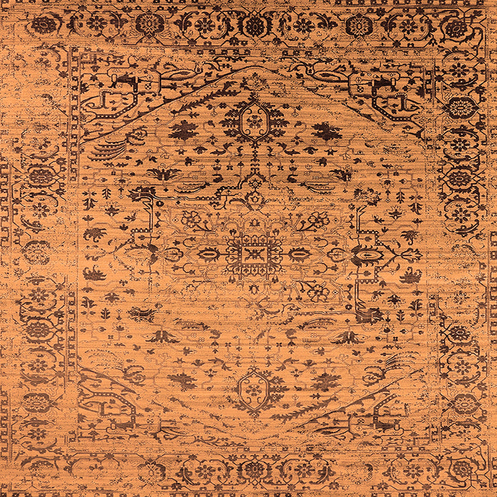 Square Machine Washable Oriental Orange Industrial Area Rugs, wshurb2090org