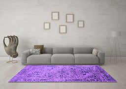Machine Washable Oriental Purple Industrial Area Rugs in a Living Room, wshurb2090pur