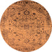 Round Machine Washable Oriental Orange Industrial Area Rugs, wshurb2090org