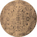 Round Oriental Brown Industrial Rug, urb2090brn