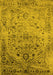 Machine Washable Oriental Yellow Industrial Rug, wshurb2090yw