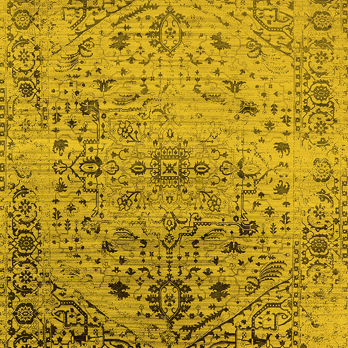 Machine Washable Oriental Yellow Industrial Rug, wshurb2090yw