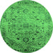 Round Oriental Green Industrial Rug, urb2090grn