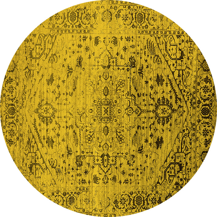 Round Oriental Yellow Industrial Rug, urb2090yw