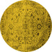 Round Oriental Yellow Industrial Rug, urb2090yw