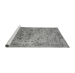 Sideview of Machine Washable Oriental Gray Industrial Rug, wshurb2090gry