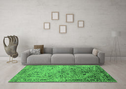 Machine Washable Oriental Green Industrial Area Rugs in a Living Room,, wshurb2090grn