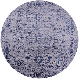 Round Mid-Century Modern Purple Oriental Rug, urb2090