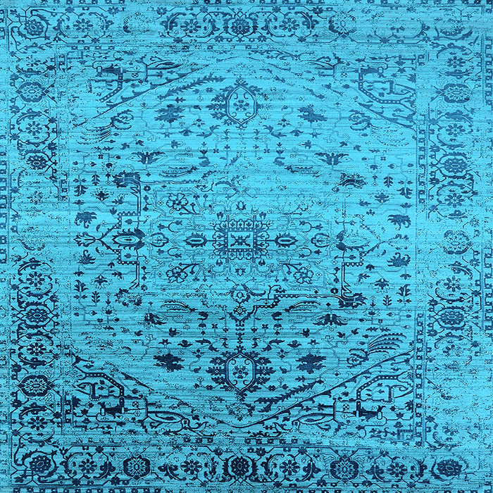 Square Machine Washable Oriental Light Blue Industrial Rug, wshurb2090lblu