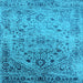 Square Machine Washable Oriental Light Blue Industrial Rug, wshurb2090lblu