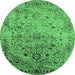 Round Oriental Emerald Green Industrial Rug, urb2090emgrn