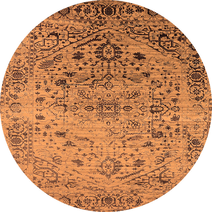 Round Oriental Orange Industrial Rug, urb2090org