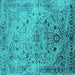 Square Machine Washable Oriental Turquoise Industrial Area Rugs, wshurb2090turq