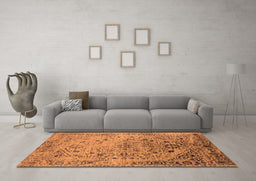 Machine Washable Oriental Orange Industrial Area Rugs in a Living Room, wshurb2090org