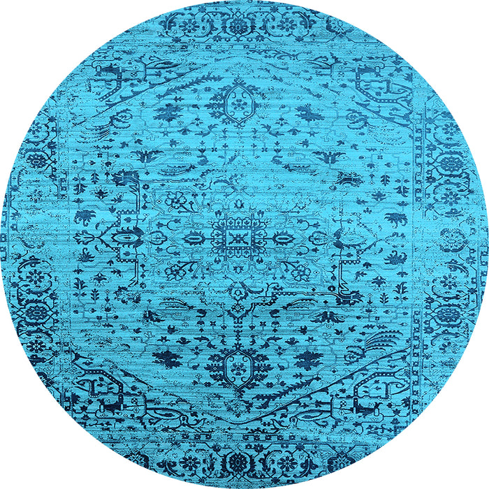 Round Oriental Light Blue Industrial Rug, urb2090lblu