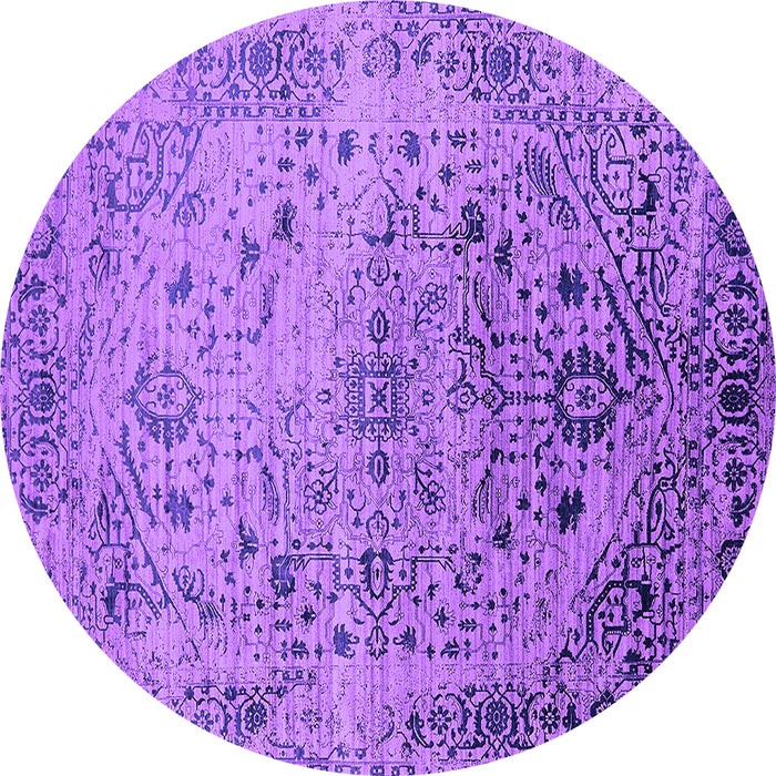 Round Machine Washable Oriental Purple Industrial Area Rugs, wshurb2090pur